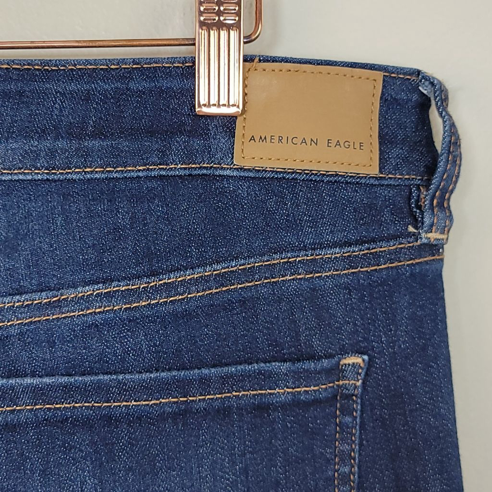 American Eagle Skinny Hi Rise Jegging Jeans Dark Blue Wash Stretch AE 16 Long L - Picture 6 of 11